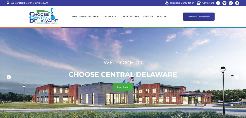 The homepage of www.ChooseCentralDelaware.com