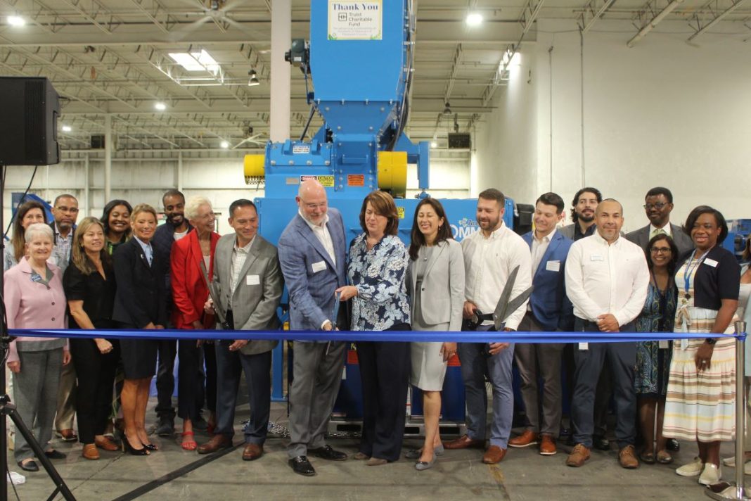 The Goodwill of Delaware & Delaware County cut the ribbon on a glass pulverizer machine that will help recycle the tons of glass the nonprofit receives.