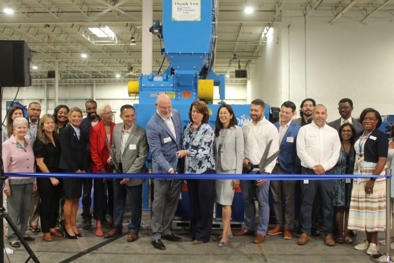 The Goodwill of Delaware & Delaware County cut the ribbon on a glass pulverizer machine that will help recycle the tons of glass the nonprofit receives.